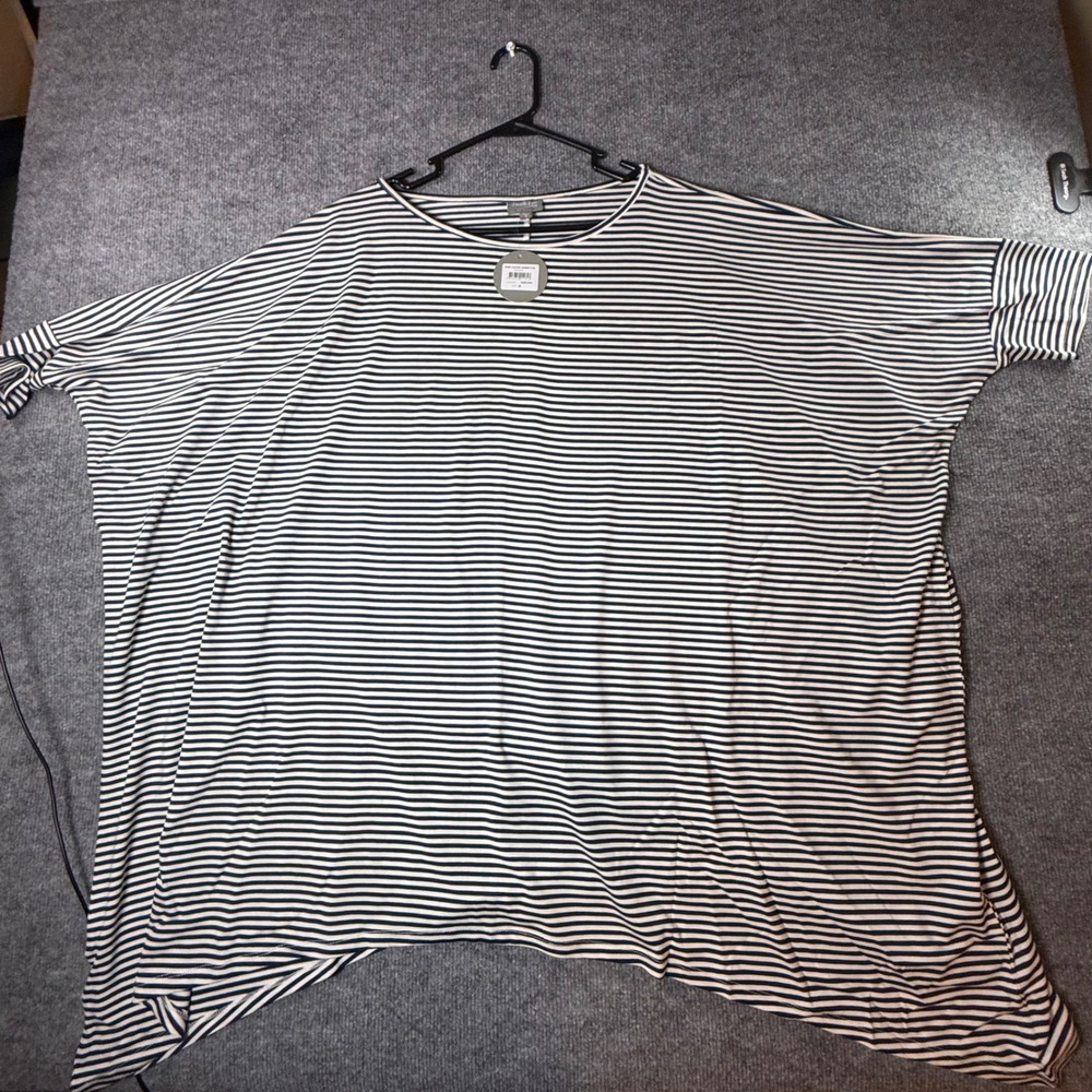 Zim & Zoe Lounge Marine Stripe Hanky Hem Tunic Top Size 18 NEW